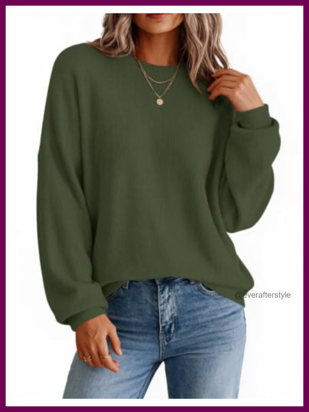 Oversized Crewneck Sweater Long Sleeve Fall Knit Pullover